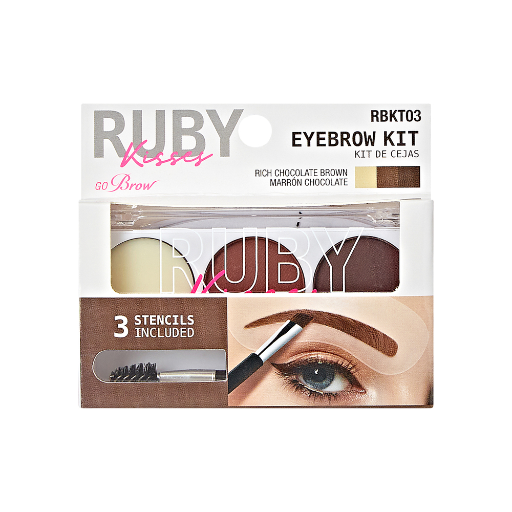 Kiss Brow Kit W/Stencils Chocolate Brown