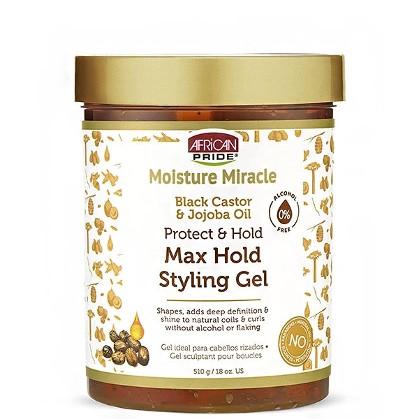 African Pride Moisture Miracle Max Hold Styling Gel with Black Castor Oil 18oz