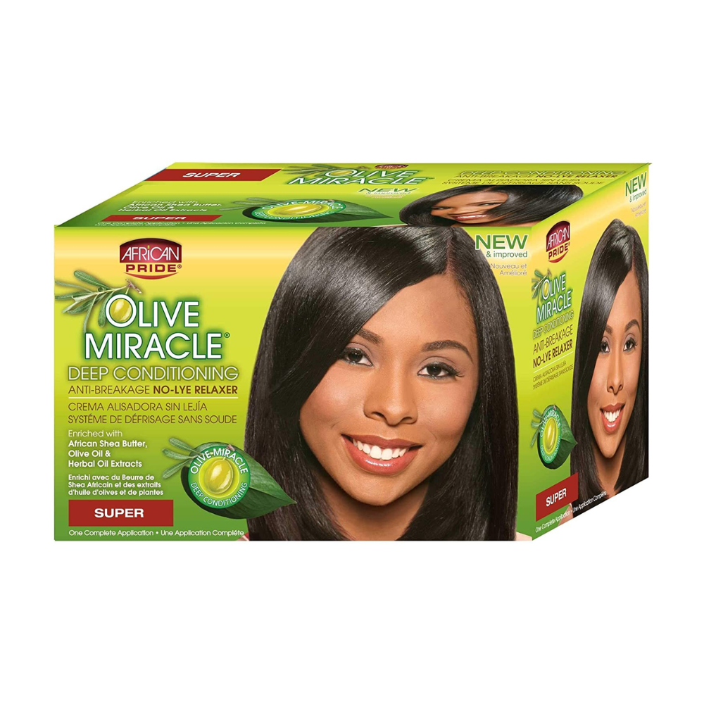 African Pride Olive Miracle Deep Conditioning No-Lye Relaxer Kit - Super