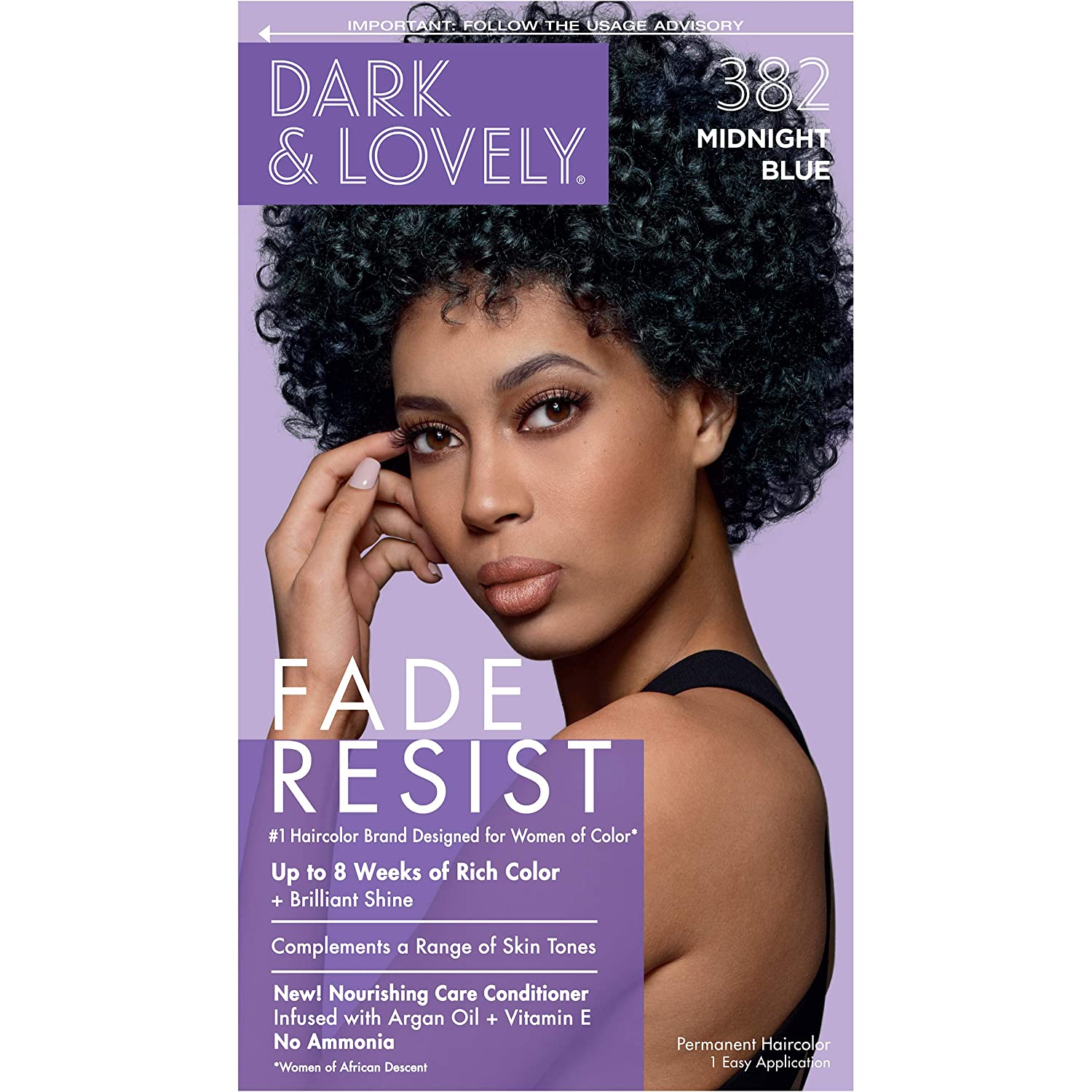 Dark & Lovely Fade Resist Hair Color #382 Midnight Blue Kit