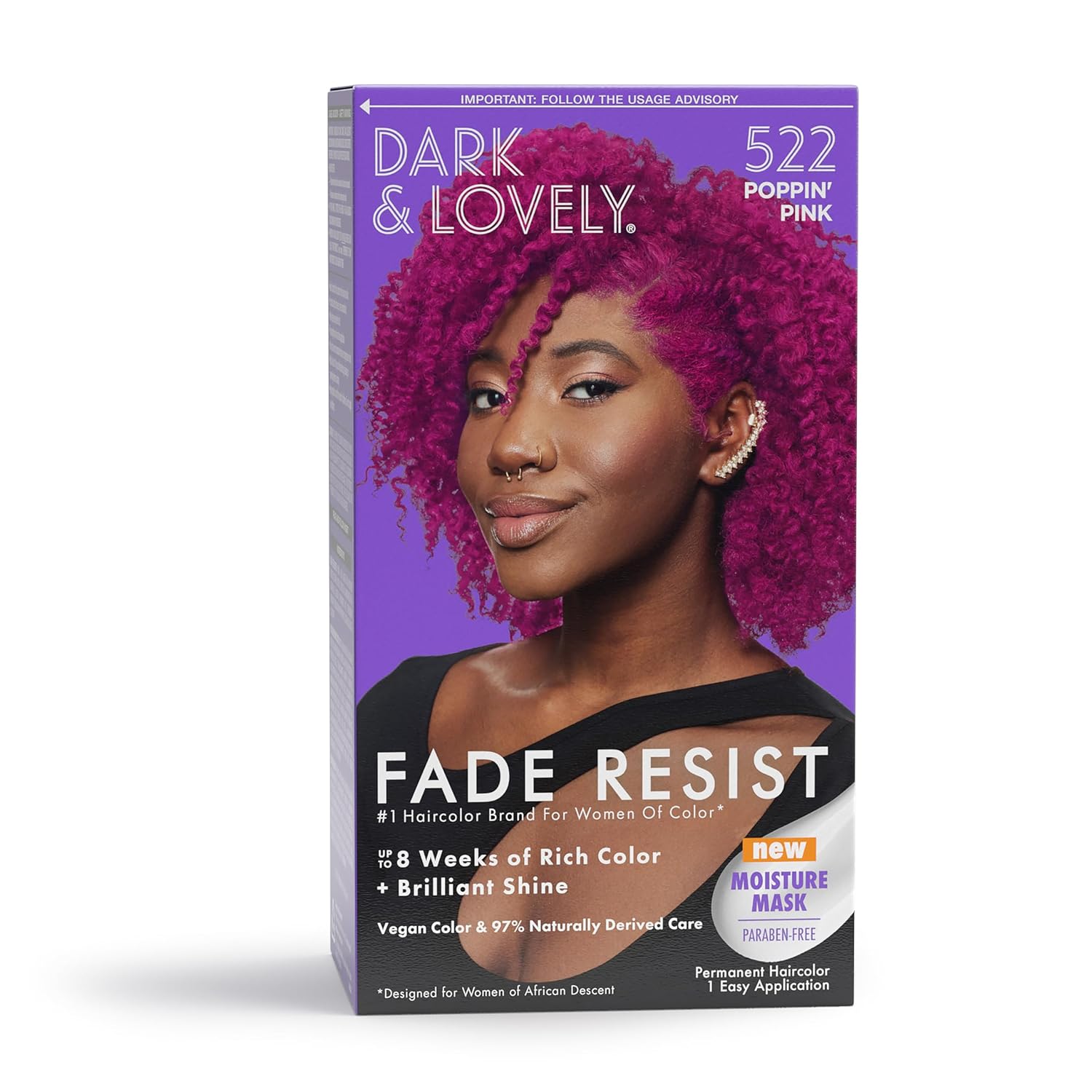 Dark & Lovely Fade Resist Hair Color #522 Poppin Pink Kit