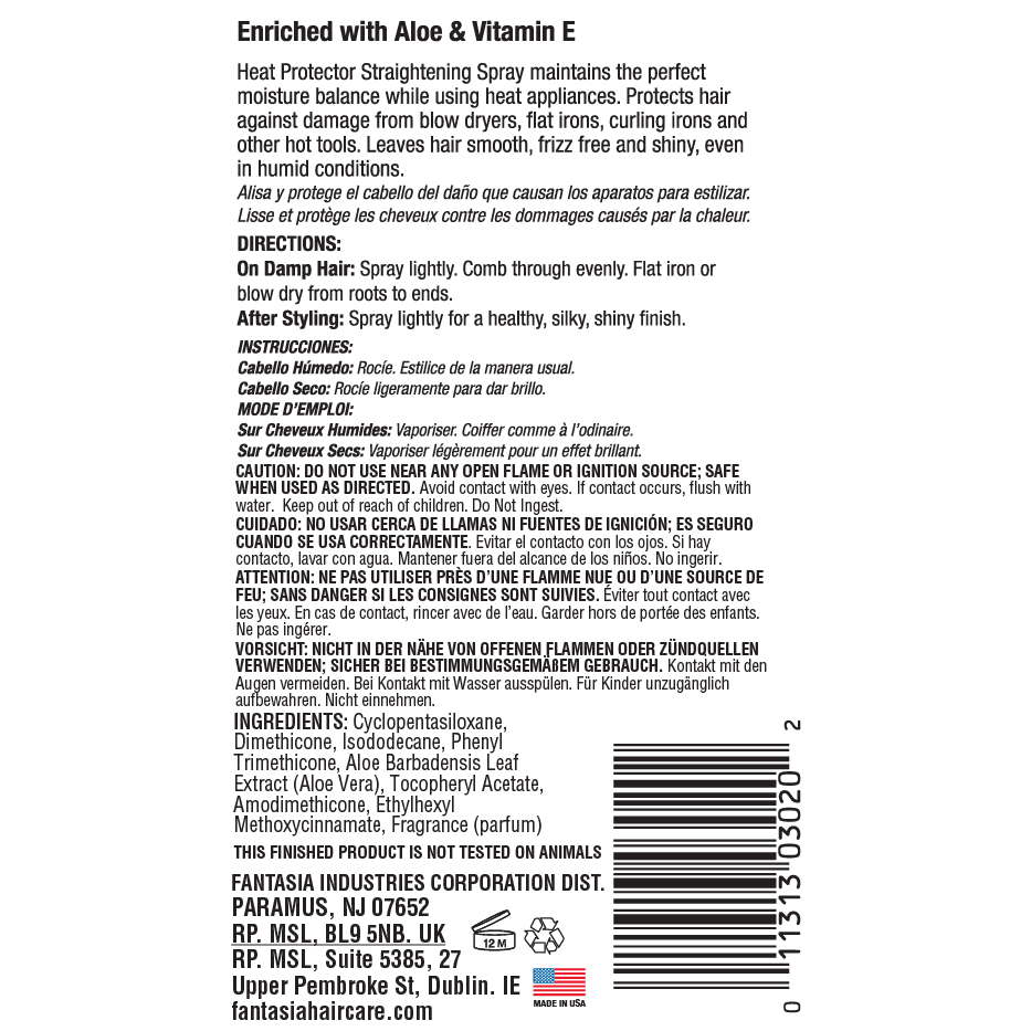 Fantasia IC Heat Protector Straight Spray 2oz