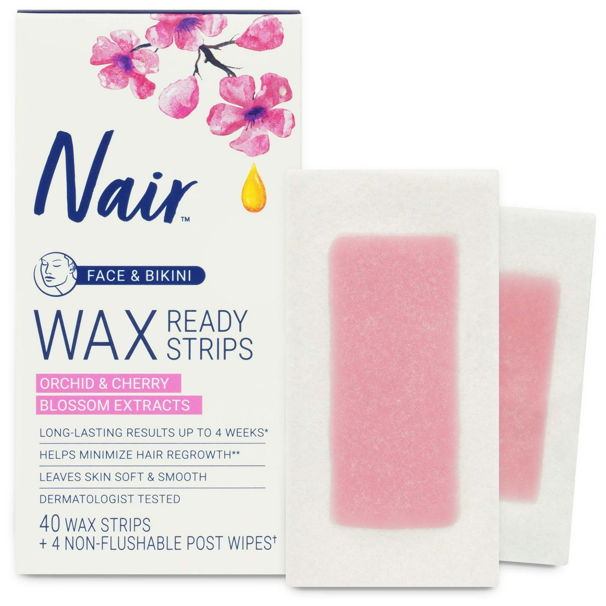 Nair Hair Remover Wax Ready-Strips for Face & Bikini 40 strips