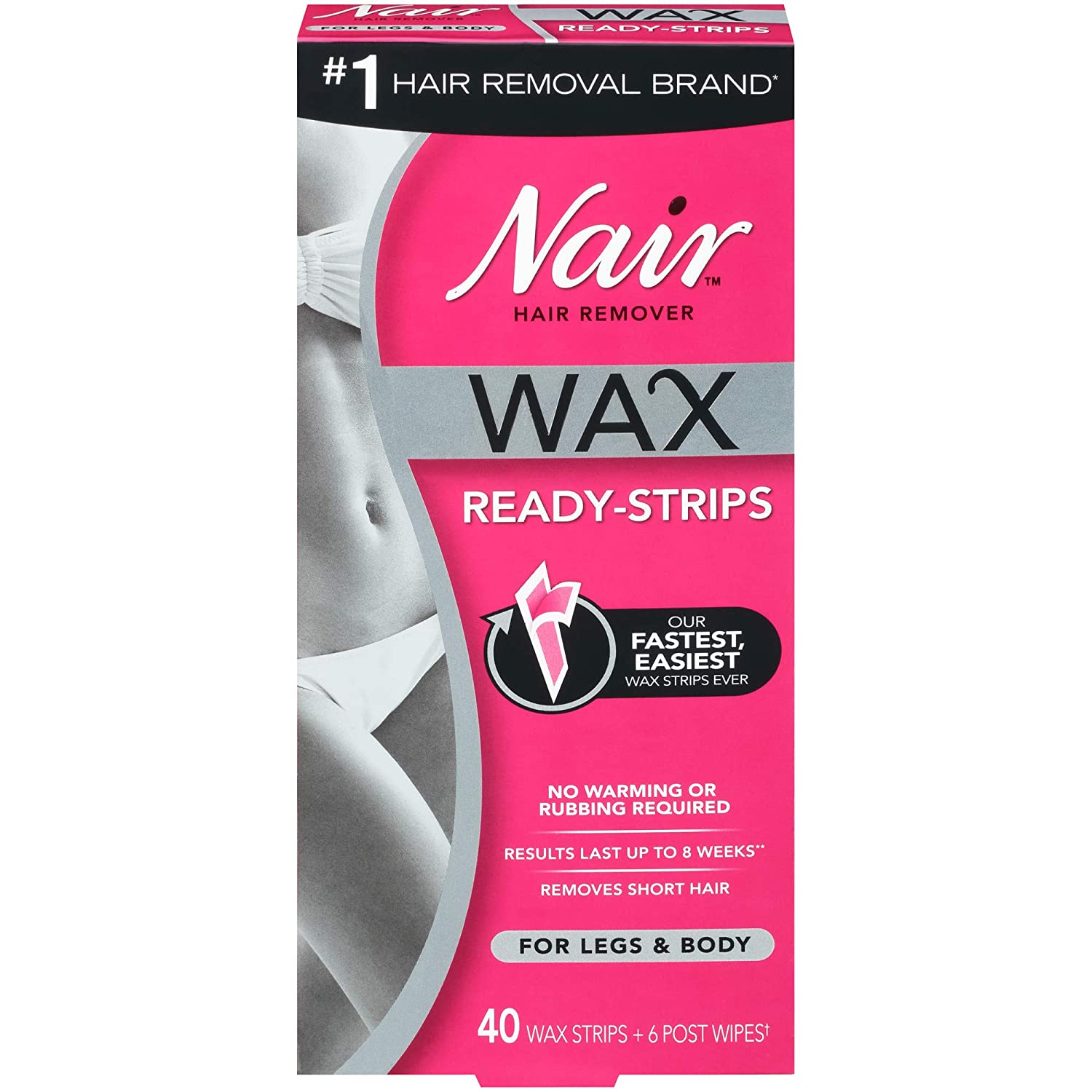 Nair Hair Remover Wax Ready-Strips for Legs & Body 40 strips