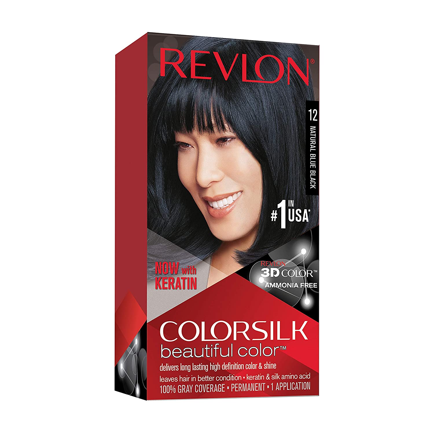 Revlon ColorSilk Hair Color #12 Natural Blue Black KIT