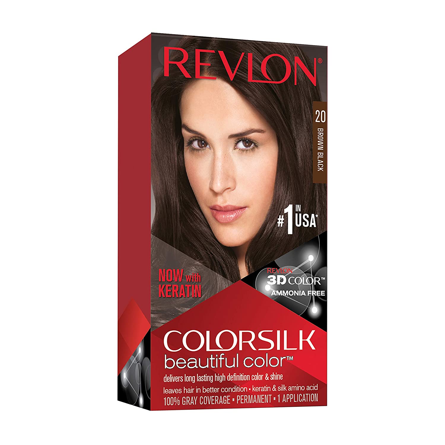 Revlon ColorSilk Hair Color #20 Brown Black KIT