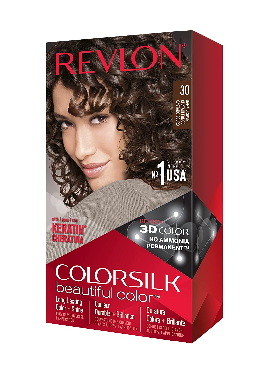 Revlon ColorSilk Hair Color #30 Dark Brown KIT