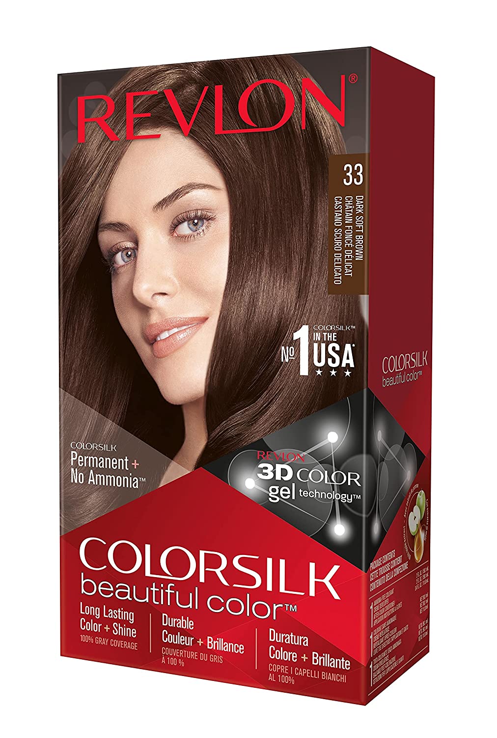Revlon ColorSilk Hair Color #33 Dark Soft Brown KIT
