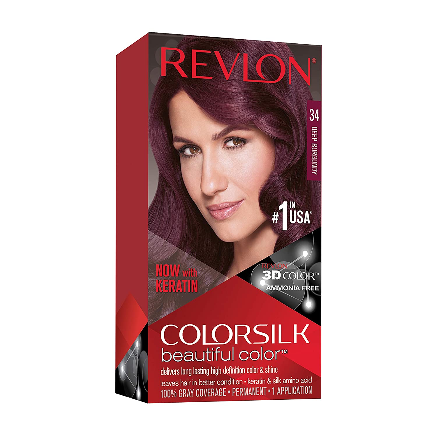 Revlon ColorSilk Hair Color #34 Deep Burgundy KIT