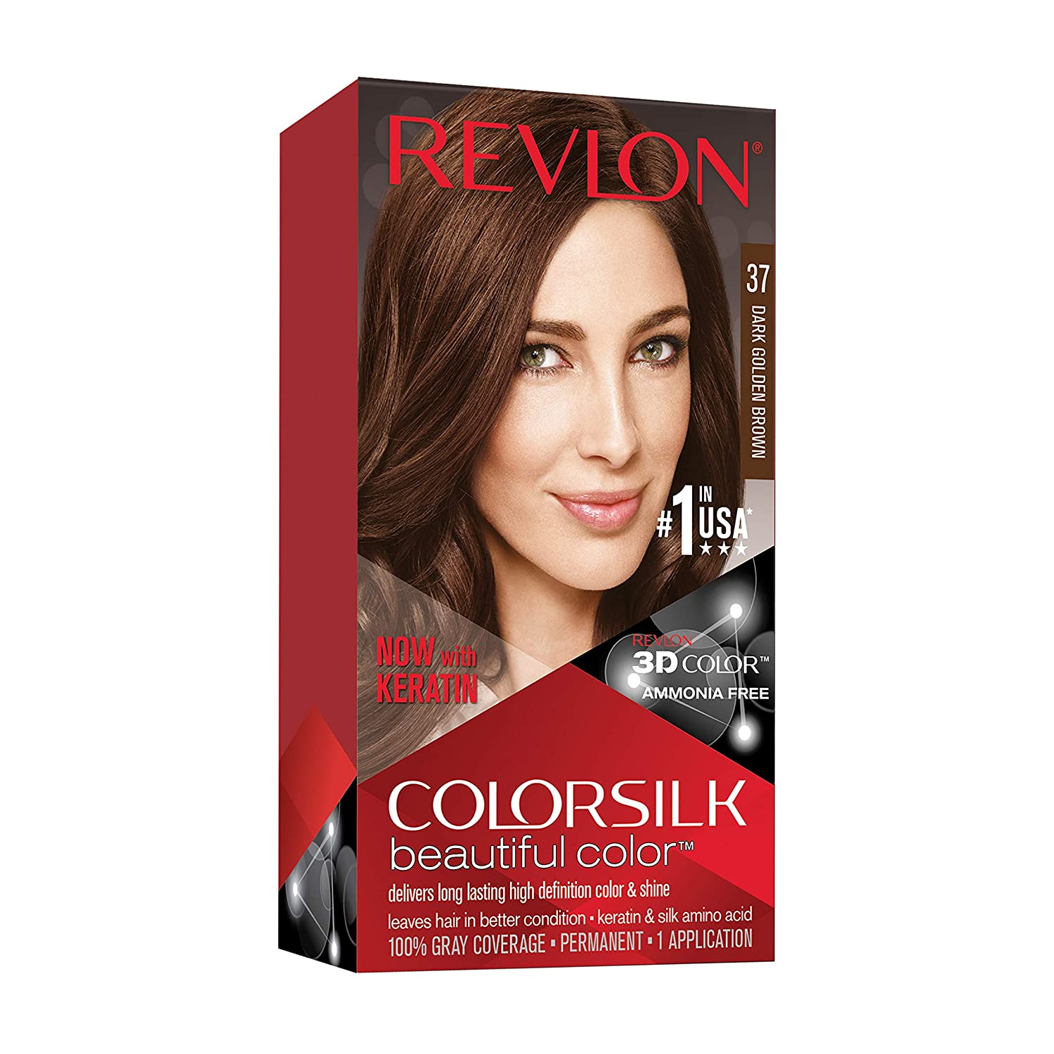 Revlon ColorSilk Hair Color #37 Dark Golden Brown KIT