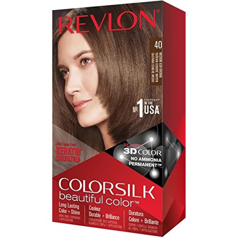 Revlon ColorSilk Hair Color #40 Medium Ash Brown KIT