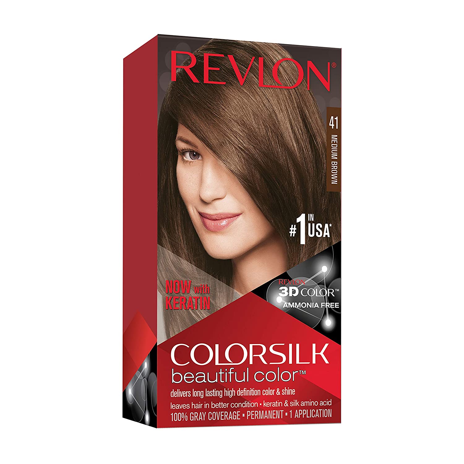Revlon ColorSilk Hair Color #41 Medium Brown KIT