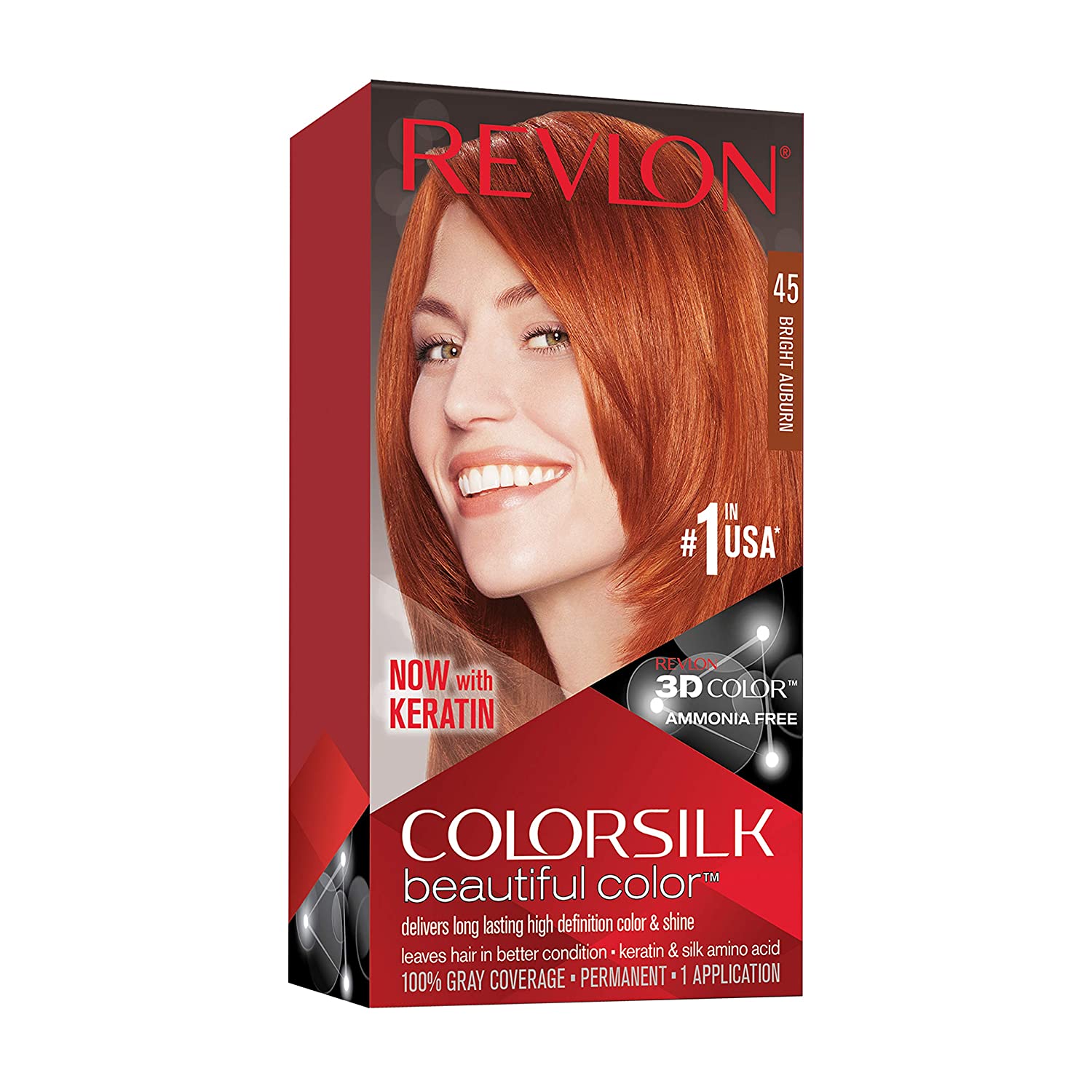 Revlon ColorSilk Hair Color #45 Bright Auburn KIT