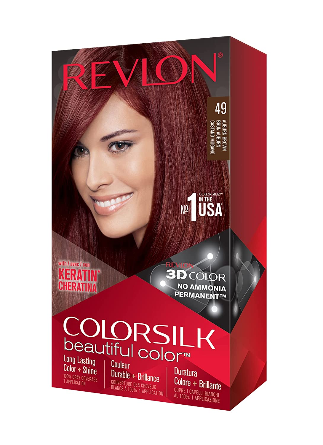 Revlon ColorSilk Hair Color #49 Auburn Brown KIT
