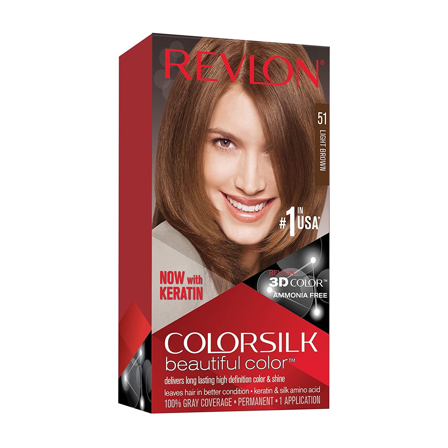 Revlon ColorSilk Hair Color #51 Light Brown KIT