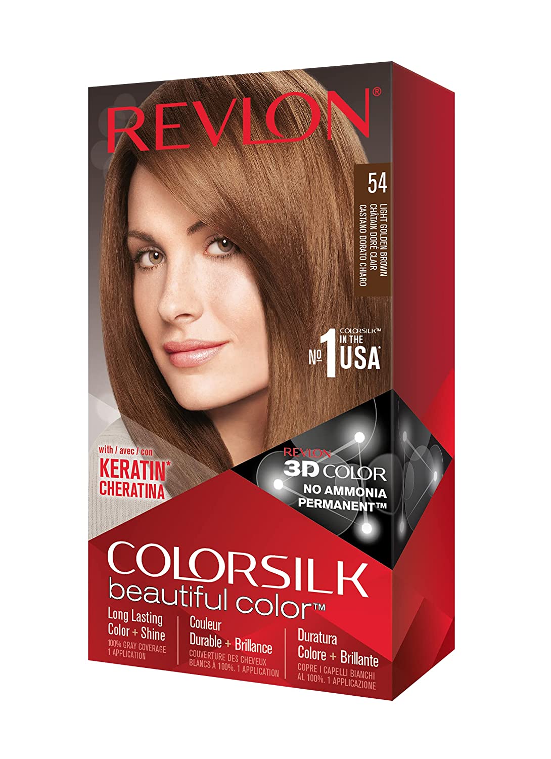 Revlon ColorSilk Hair Color #54 Light Golden Brown KIT