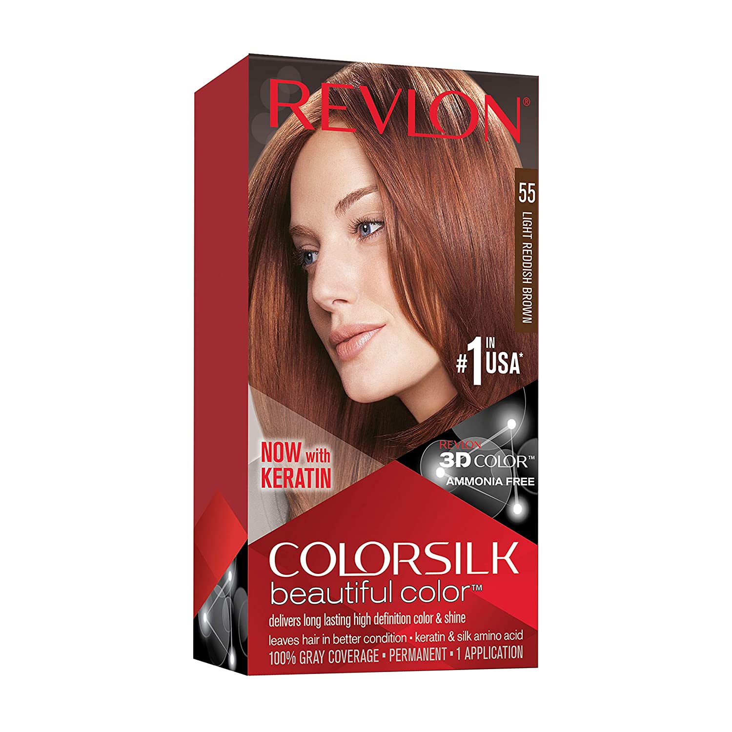 Revlon ColorSilk Hair Color #55 Light Reddish Brown KIT