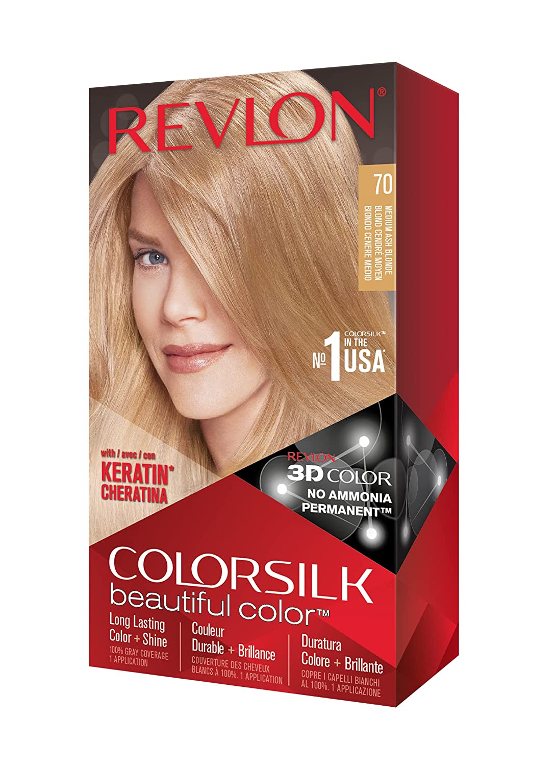Revlon ColorSilk Hair Color #70 Medium Ash Blonde KIT