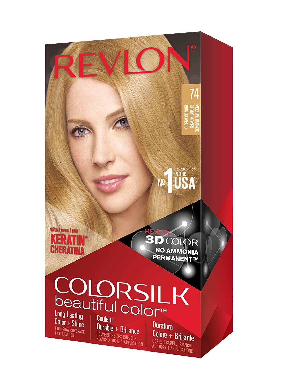Revlon ColorSilk Hair Color #74 Medium Blonde KIT