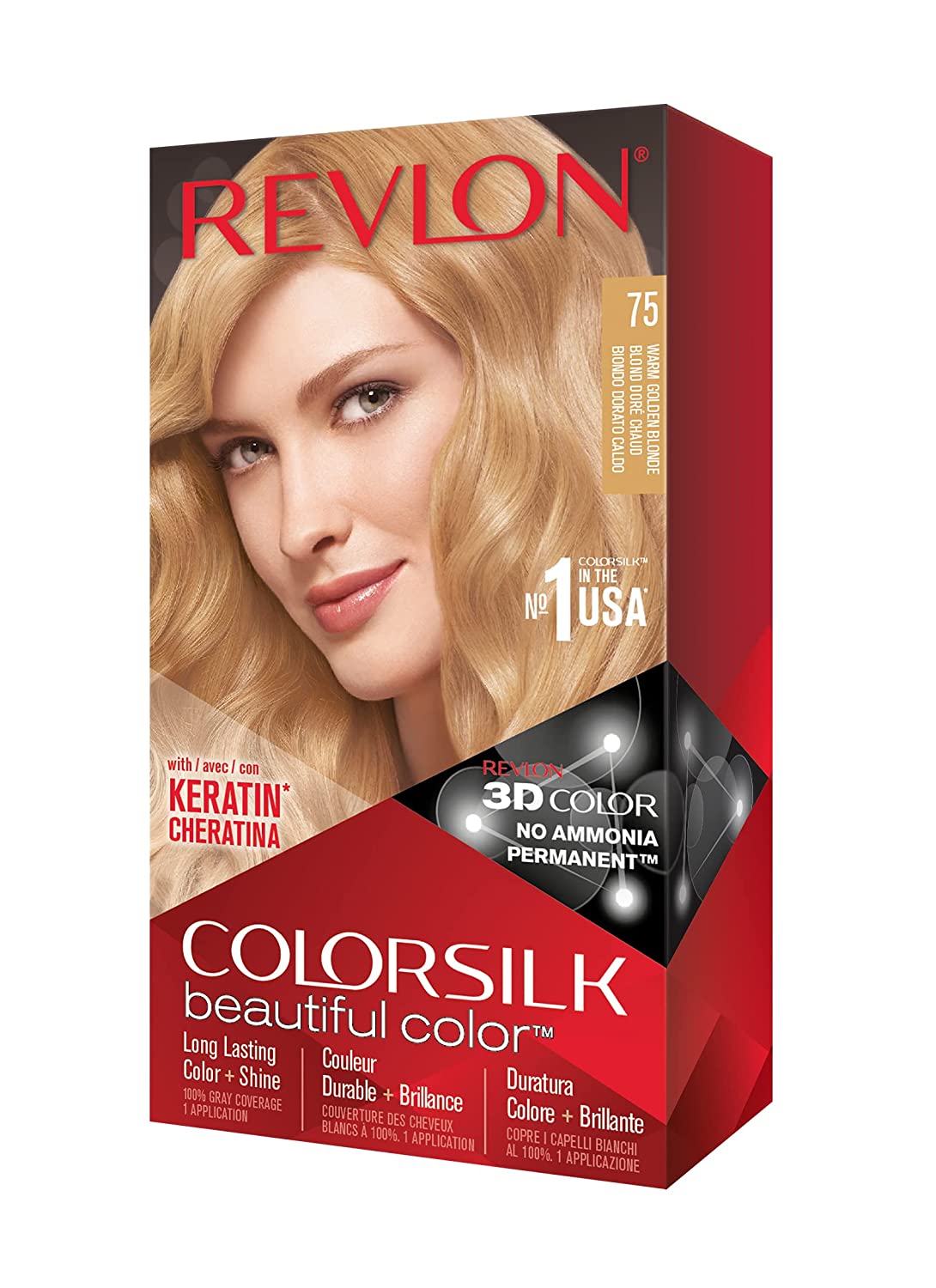 Revlon ColorSilk Hair Color #75 Warm Golden Blonde KIT