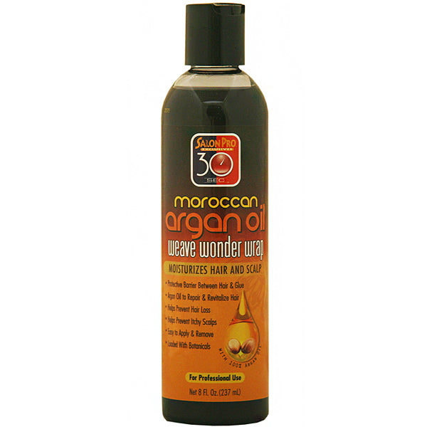 Salon Pro 30 Sec Moroccan Argan Oil Weave Wonder Wrap Black 8oz